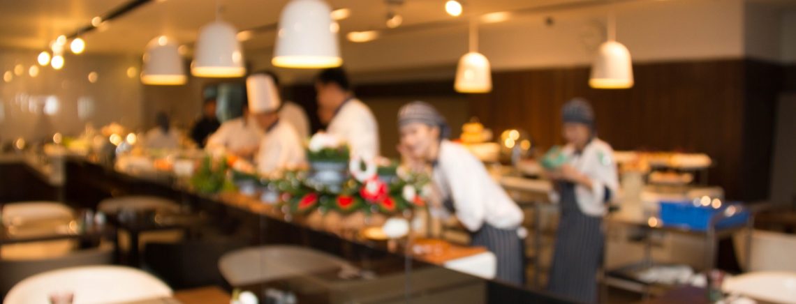 Abstrast Blurred background : restaurant cafe blur with chef