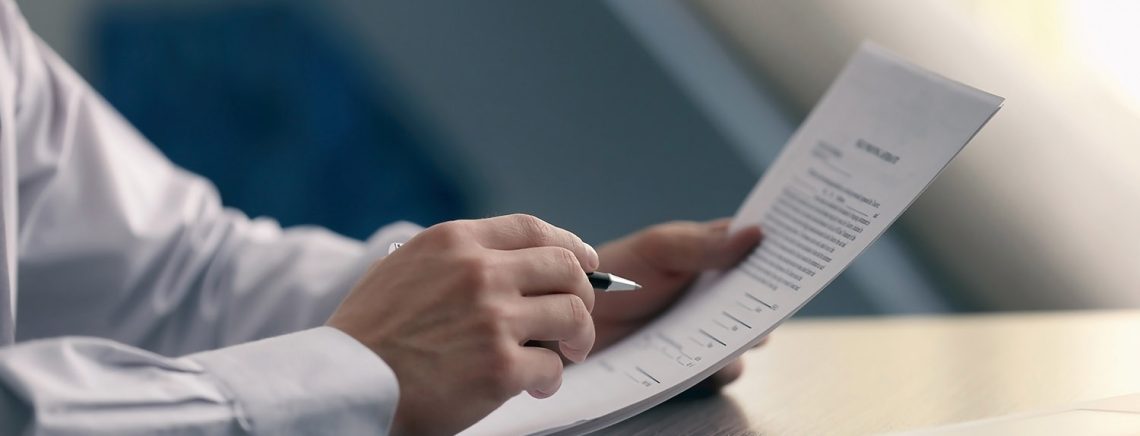 Businessman reading documents